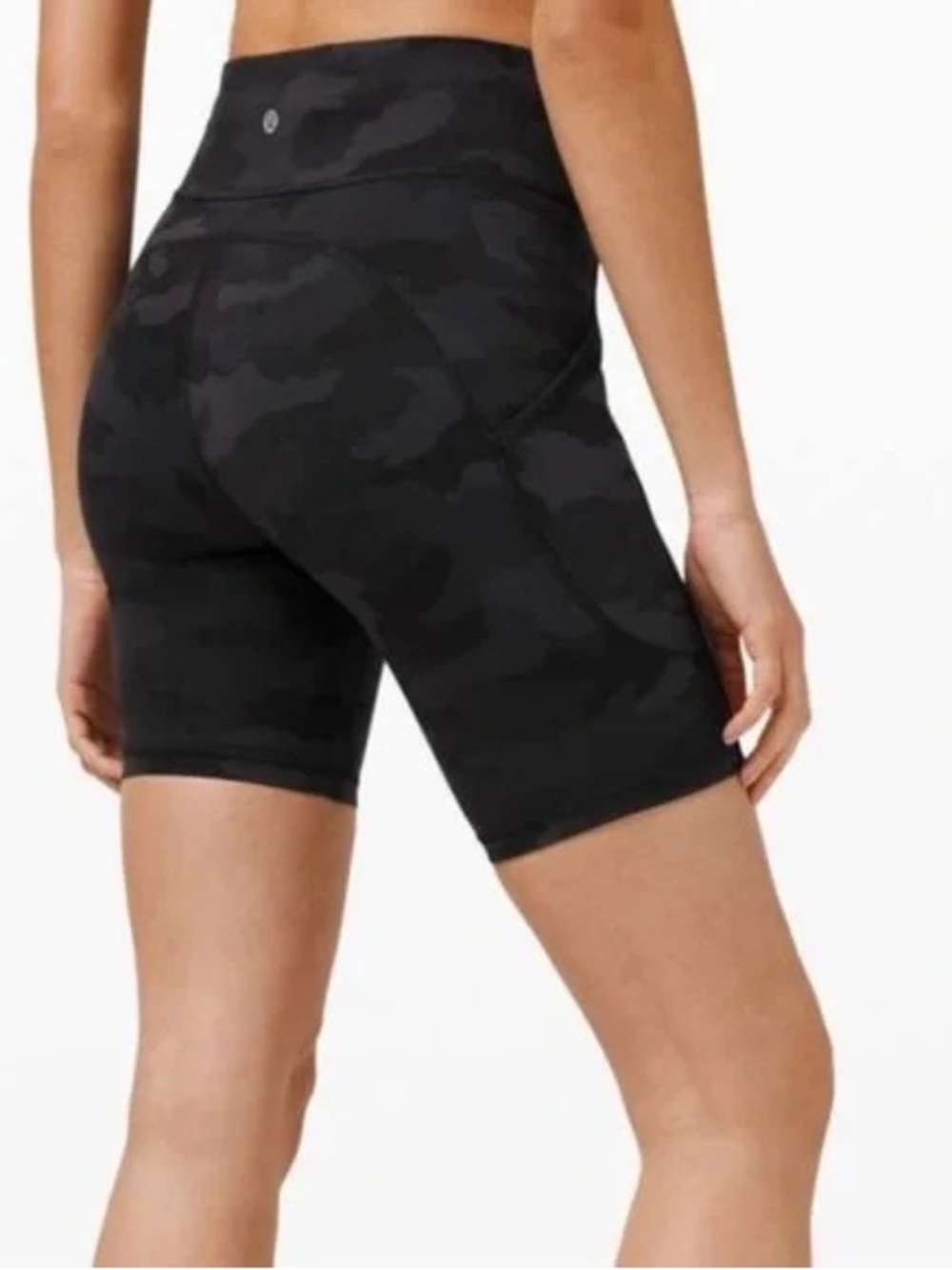 Lululemon Align High Rise Black Camo Bike Shorts